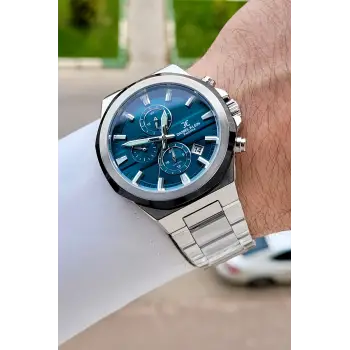Kadranı Yeşil Kordonu Gümüş Renk 44 Mm İç Göstergeleri Aktif Erkek Kol Saati