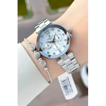 Gümüş Renk Hediye Paketli 32 Mm Kadın Kol Saati