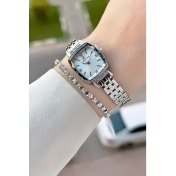 Gümüş Renk Hediye Paketli 22 Mm Kadın Kol Saati