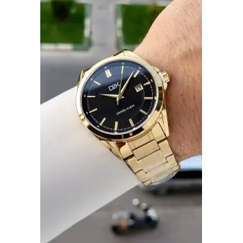Kadranı Siyah Kordonu Gold Renk 42,5 Mm Hediye Paketli Erkek Kol Saati
