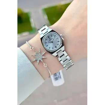 Gümüş Renk Hediye Paketli 22,5 Mm Kadın Kol Saati