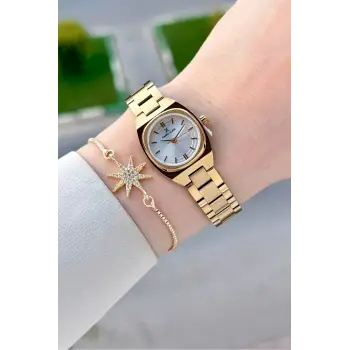 Gold Renk Hediye Paketli 22,5 Mm Kadın Kol Saati