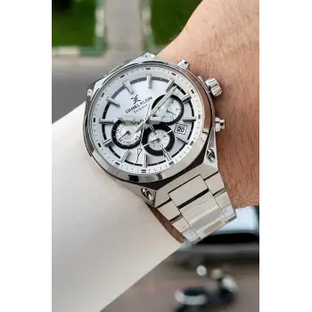 Gümüş Renk 43 Mm Hediye Paketli Erkek Kol Saati