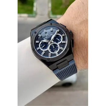 Kasası Siyah Kordonu Lacivert Renk 42 Mm Hediye Paketli Erkek Kol Saati
