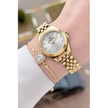 Gold Renk 28 mm Hediye Paketli Kadın Kol Saati