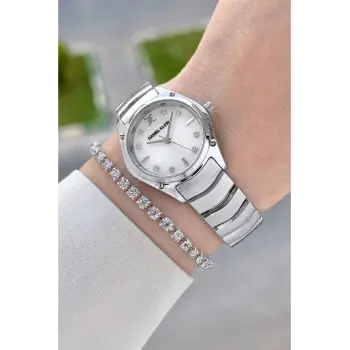 Gümüş Renk 30 mm Hediye Paketli Kadın Kol Saati