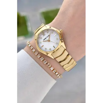 Gold Renk 30 mm Hediye Paketli Kadın Kol Saati