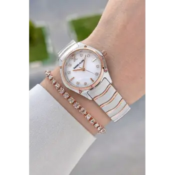 Rose Gümüş Renk 30 mm Hediye Paketli Kadın Kol Saati