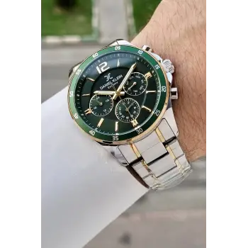Kadranı Yeşil Kordonu Gold Gümüş Renk 43 Mm İç Göstergeleri Aktif Hediye Paketli Erkek Kol Saati