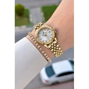 Gold Renk 28 Mm Hediye Paketli Kadın Kol Saati