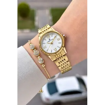 Gold Renk 28 Mm Hediye Paketli Kadın Kol Saati