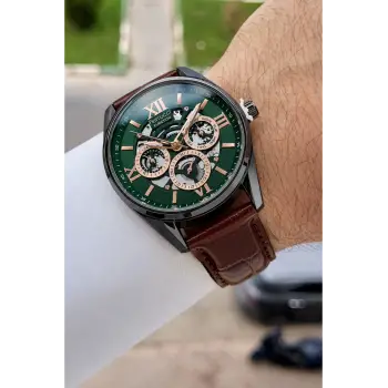 Kahverengi Yeşil Rose Renk İç Göstergeleri Aktif 45 Mm Erkek Kol Saati