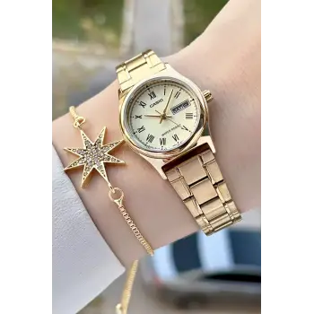 Casio CSISTE144 Gold Renk Takvimli Kadın Kol Saati
