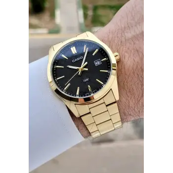 Casio Kadranı Siyah Kordonu Gold Renk Erkek Kol Saati