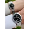 Casio CSISTE32 Kadranı Siyah Kordonu Gümüş Renk Hediye Paketli Sevgili Çift İki Kol Saati