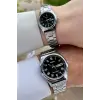 Casio CSISTE32 Kadranı Siyah Kordonu Gümüş Renk Hediye Paketli Sevgili Çift İki Kol Saati