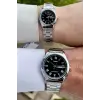 Casio CSISTE32 Kadranı Siyah Kordonu Gümüş Renk Hediye Paketli Sevgili Çift İki Kol Saati