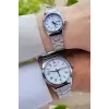Casio CSISTE33 Kadranı Beyaz Kordonu Gümüş Renk Hediye Paketli Sevgili Çift İki Kol Saati