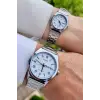 Casio CSISTE33 Kadranı Beyaz Kordonu Gümüş Renk Hediye Paketli Sevgili Çift İki Kol Saati