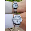 Casio CSISTE33 Kadranı Beyaz Kordonu Gümüş Renk Hediye Paketli Sevgili Çift İki Kol Saati