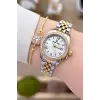 Daniel Klein DKISTE1540 Gold Gümüş Renk 28 mm Kristal Cam Kadın Kol Saati ve Bileklik