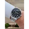 Kadranı Siyah Kordonu Gümüş Renk 43 mm Erkek Kol Saati