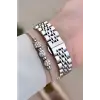 Gümüş Renk 32 Mm Kadın Kol Saati Ve Bileklik