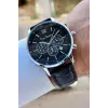 Kasası Gümüş Kordonu Siyah Renk 44 Mm Erkek Kol Saati