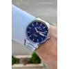 Kadranı Lacivert Kordonu Gümüş Renk Takvim Ve Gün Fonksiyonlu 44 Mm Erkek Kol Saati