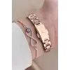 Kadranı Yeşil Kordonu Rose Renk Kadın Kol Saati Ve Bileklik