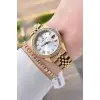 Gold Renk 32,5 Mm Takvimli Kadın Kol Saati Ve Bileklik