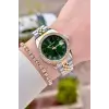 Kadranı Yeşil Kordonu Gold Gümüş Renk 32,5 Mm Takvimli Kadın Kol Saati Ve Bileklik