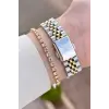 Gold Gümüş Renk 32,5 Mm Takvimli Kadın Kol Saati Ve Bileklik