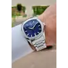 Kadranı Lacivert Kordonu Gümüş Renk 41 Mm Erkek Kol Saati