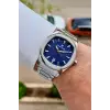 Kadranı Lacivert Kordonu Gümüş Renk 41 Mm Erkek Kol Saati