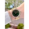 Kadranı Yeşil Kordonu Gold Renk 38 mm Kadın Kol Saati ve Bileklik