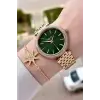 Kadranı Yeşil Kordonu Gold Renk 38 Mm Kadın Kol Saati Ve Bileklik