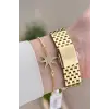Kadranı Yeşil Kordonu Gold Renk 38 Mm Kadın Kol Saati Ve Bileklik