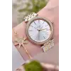 Gold Gümüş Renk 38 Mm Kadın Kol Saati Ve Bileklik