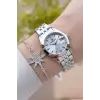Gümüş Renk 28 Mm Kadın Kol Saati Ve Bileklik