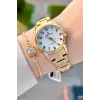 Gold Renk Rakamlı Kadın Kol Saati ve Bileklik