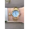 Gold Renk Rakamlı Kadın Kol Saati ve Bileklik