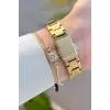 Gold Renk Rakamlı Kadın Kol Saati ve Bileklik