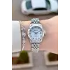 Ferrucci FCISTE395 Gümüş Renk Takvimli 25 Mm Kadın Kol Saati ve Bileklik