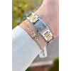 Gold Gümüş Renk 33 Mm Kadın Kol Saati ve Bileklik
