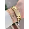Gold Renk 34 Mm Kadın Kol Saati ve Bileklik