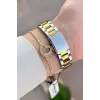 Kadranı Yeşil Kordonu Gold Gümüş Renk 34 Mm Kadın Kol Saati ve Bileklik