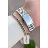 Gümüş Renk 32,5 Mm Kadın Kol Saati ve Bileklik