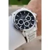 Kadranı Siyah Kordonu Gümüş Renk 44 Mm Göstergeleri Aktif Erkek Kol Saati
