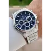 Kadranı Lacivert Kordonu Gümüş Renk 44 Mm Göstergeleri Aktif Erkek Kol Saati